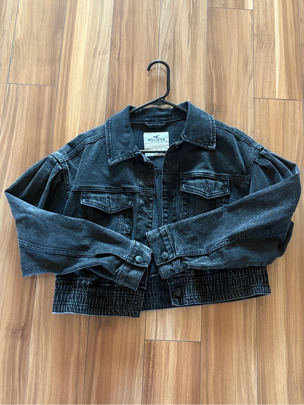 Hollister Black Washed Cropped Denim Jacket